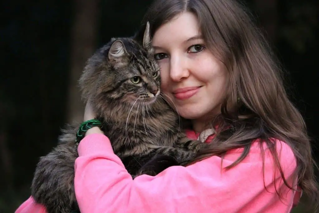 happy girl with cat