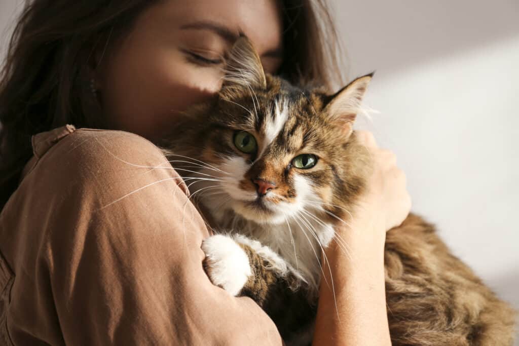 Woman holding a cat